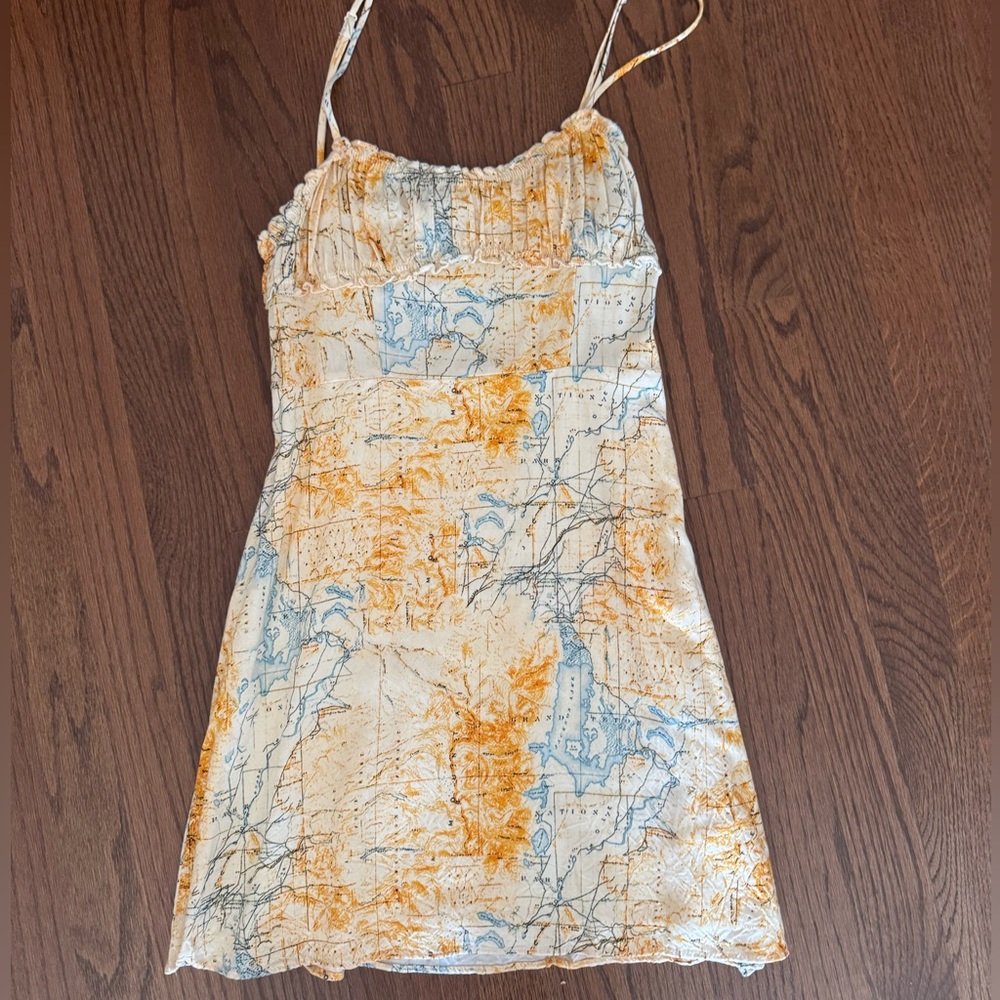 Urban Outfitters Cream and Blue Mini Dress